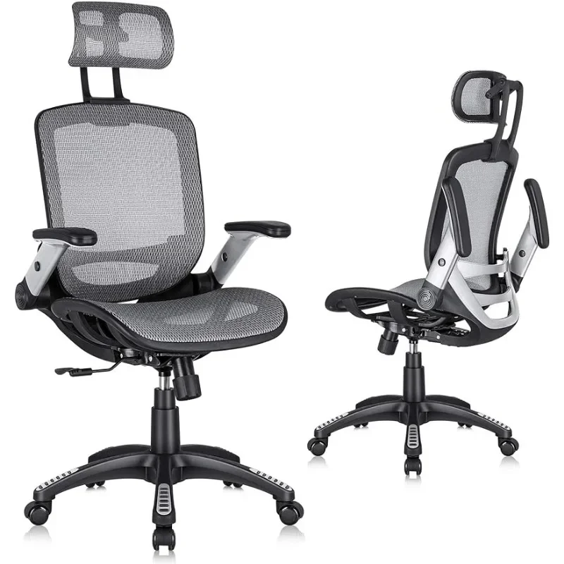 

Ergonomic Mesh Office Chair, High Back Desk Chair - Adjustable Headrest with Flip-Up Arms, Tilt Function, Lumbar Support