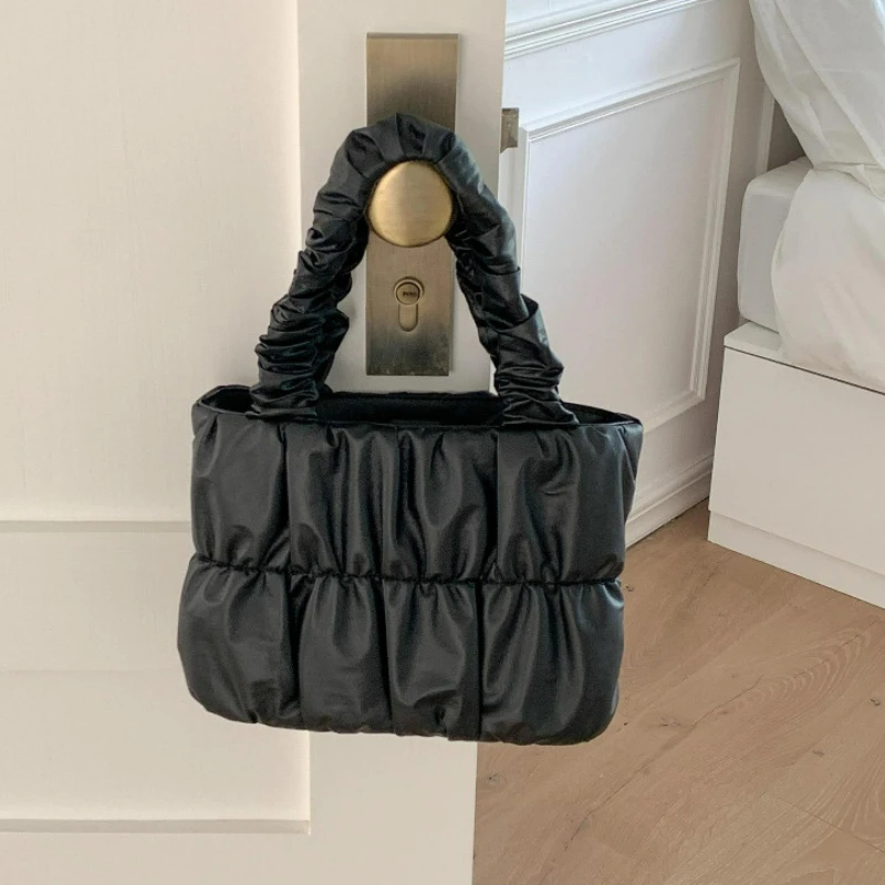 

Модная квадратная сумка с ручкой сверху, морщинистая сумка для отдыха, корейская модная рабочая сумка для женщин, офисная кожаная сумка с простой текстурой