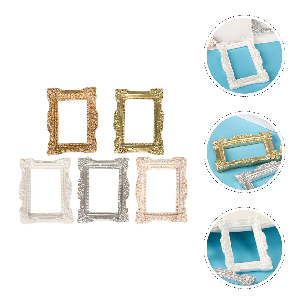 

Mini Resin Picture Frame Vintage Photo Frames for Dollhouse Miniature Home Decor Display Tiny Frames for Photos Jewellery Smooth