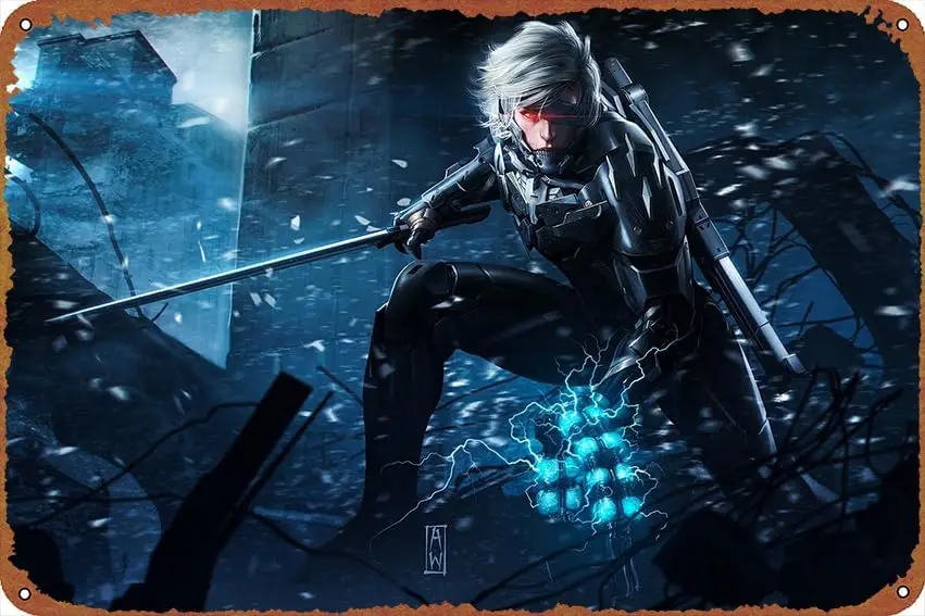 Metal Gear Rising: Revengeance Metal Gear Solid Video Game Funny Tin Sign game Poster Vintage Cute Metal Sign Gift Retro Novelty