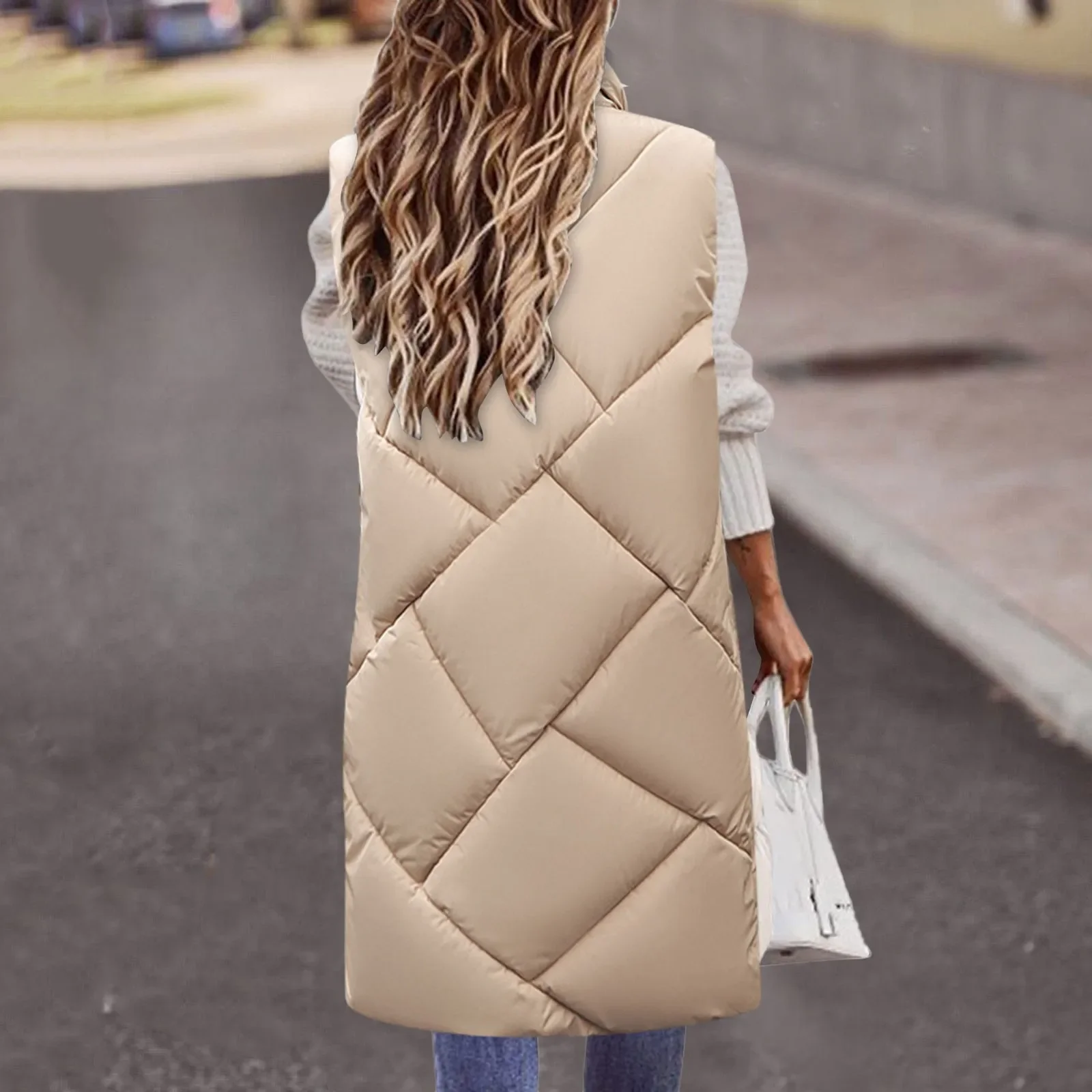 Women's Sleeveless Vest Long Down Jacket Solid Korea Hooded Padded Vests Loose Females 2023 Ladies Fashion Casual Winter Coat