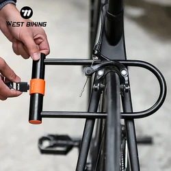 WEST BIKING Portable Bicycle U-Lock Heavy Duty Carbon Steel Secure Anti-Theft Bike Padlock for Electric Bike Scooter Motorcycle