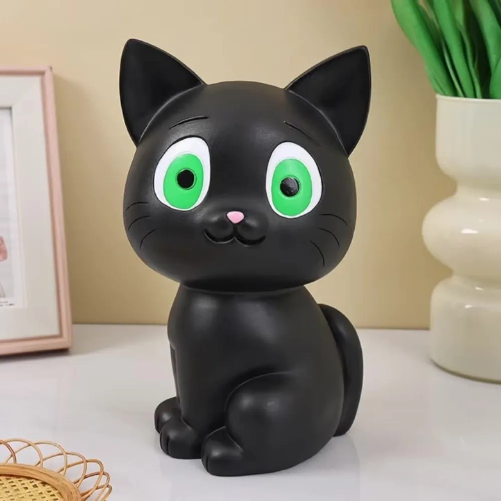Tirelire Anti-chute pour chat noir, réservoir d'épargne, grande capacité, tirelire pour chat de dessin animé, modèle de chat à collectionner
