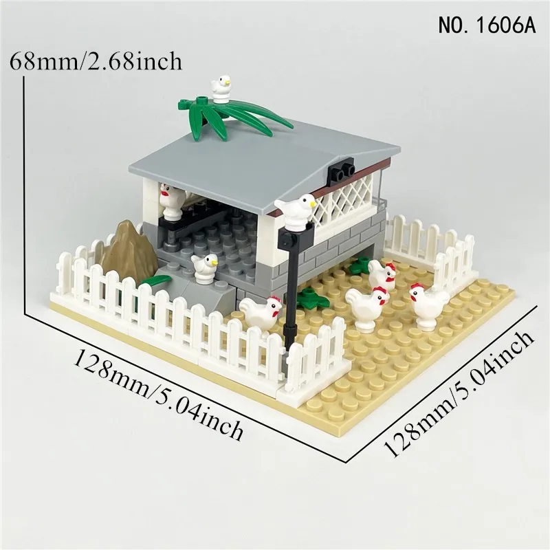 MOC Farm Animals Classic Building Blocks City Chicken Coop Hen House Toys DIY Blocks Toys for Thanksgiving Day/Christmas Gift