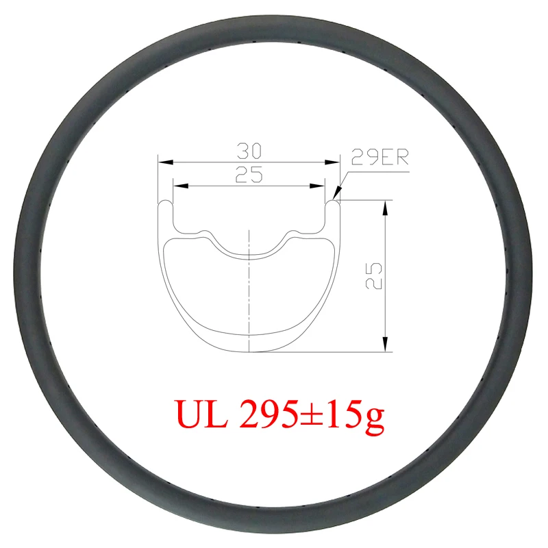 

LIENGU UL 295g Bicycle Rim 29 Inch 30mm Tubeless MTB XC Carbon Rim 25mm Deep Mountain Bike Cross Country Rings 29er 25mm Inner