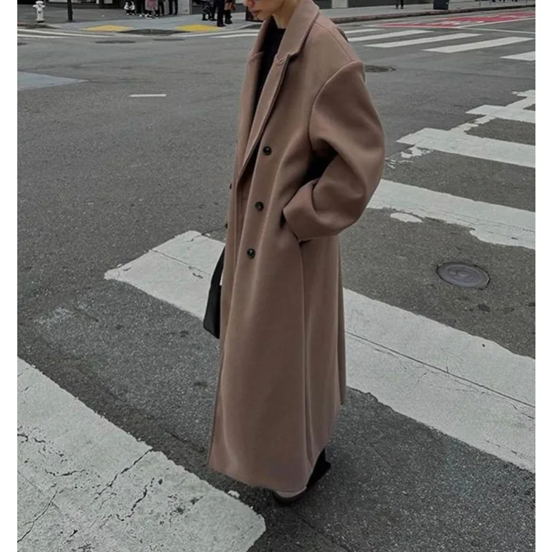 

2025 Autumn and Winter New Suede Coat Plus Velvet Thickened Loose Mid-length Suit Collar Cardigan Plush Jacket