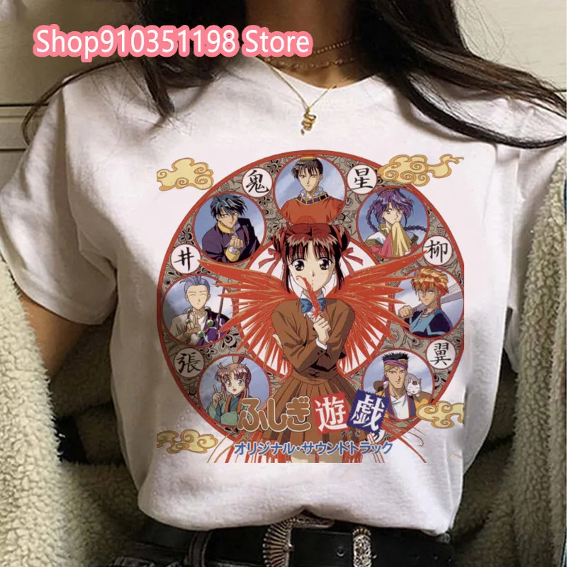 Camiseta con estampado de Anime Fushigi Yuugi Harajuku para mujer, camisa informal de Manga corta con cuello redondo, estilo japonés, nueva