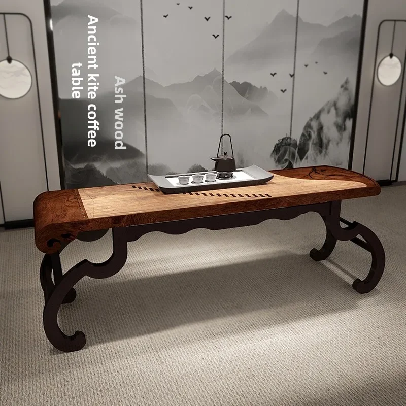 New Chinese Guzheng coffee table, solid wood creative Zen tea table study table antique, national style art tea table