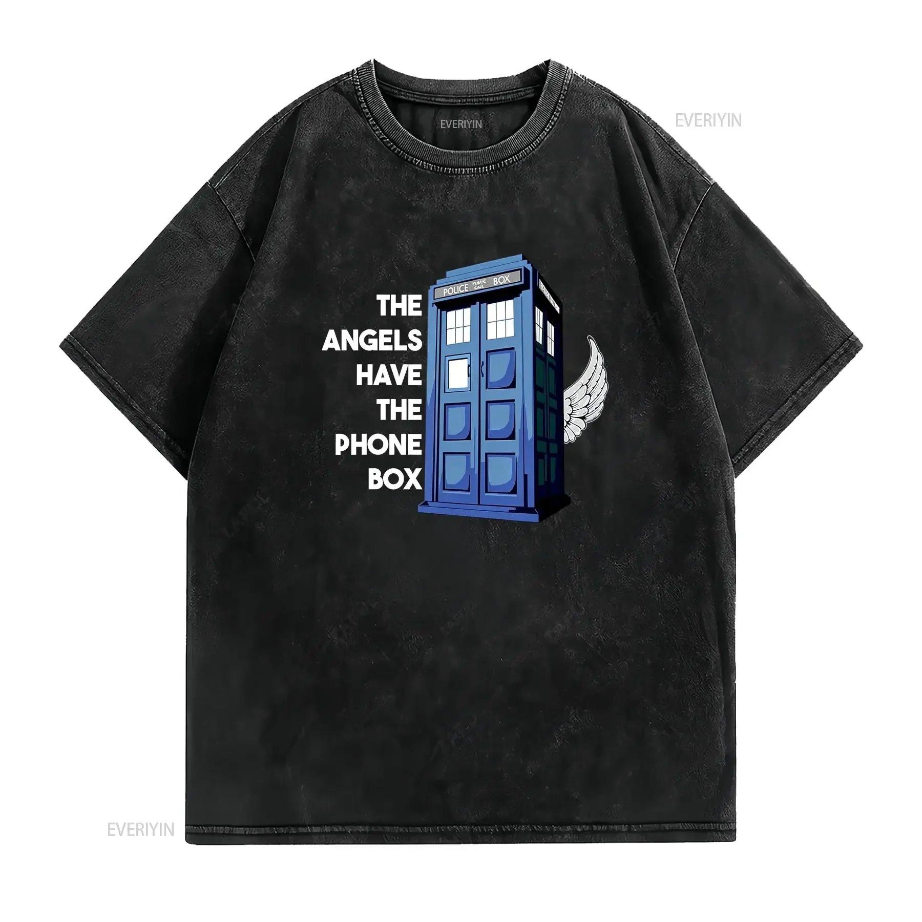 The Angels Have Phone Box T Shirt vintage Washed Top For Everyday Wear Comfortable designer clothes Stylish fashion homme