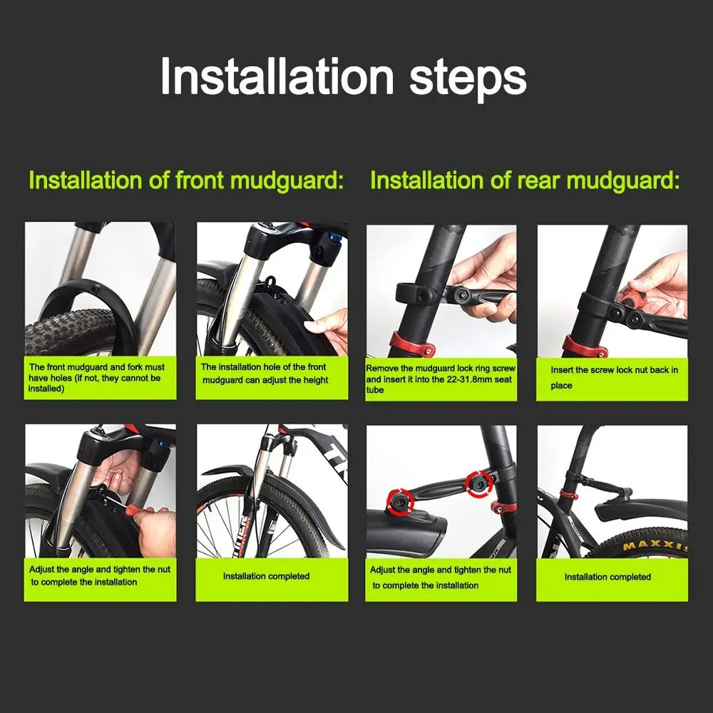 

Светоотражающие велосипедные крылья из полипропилена, регулируемые быстросъемные брызговики для горного велосипеда, водонепроницаемые аксессуары для велосипеда