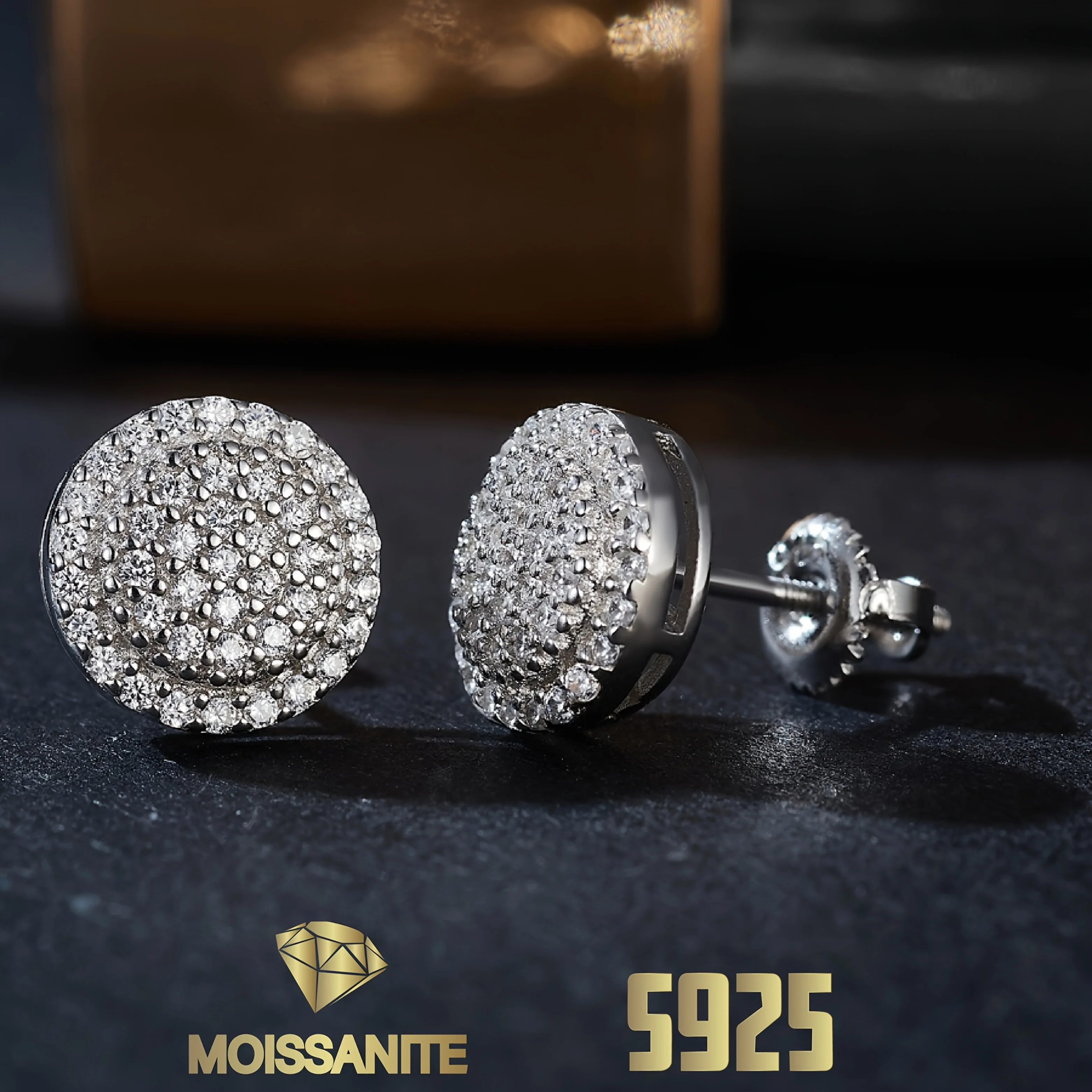 

Round Moissiante Earrings 925 Sterling Silver Stud Earring with Gra Certificate Engagement Earrings Woman's Jewelry