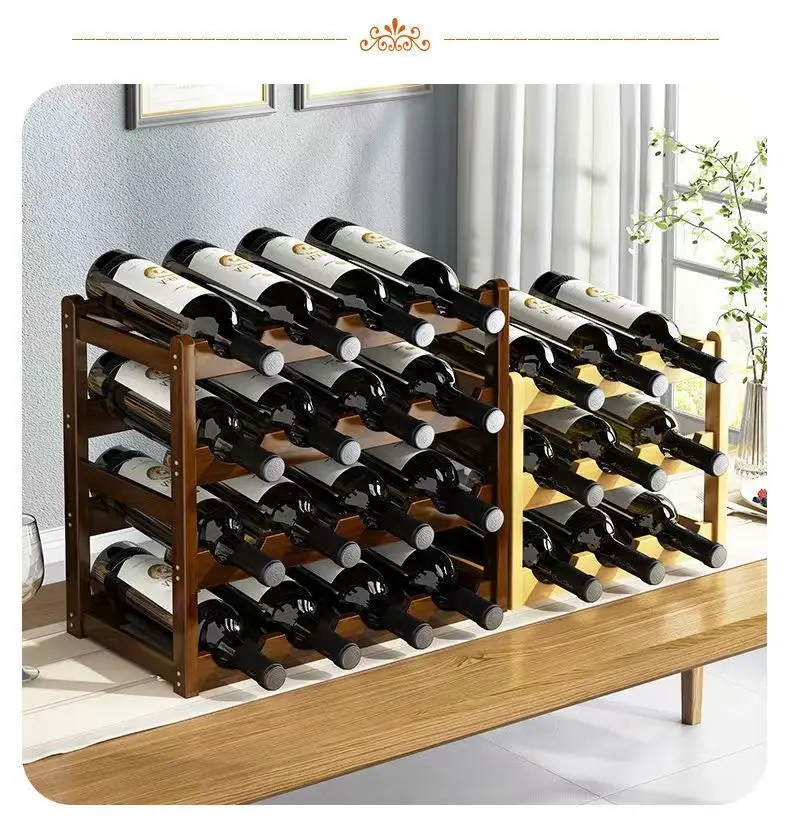 Red Wine Rack Decoration Household Grid Wine Display Rack Table Creative Wine Bottle Rack Simple Wine Cabinet Assemble Storage R