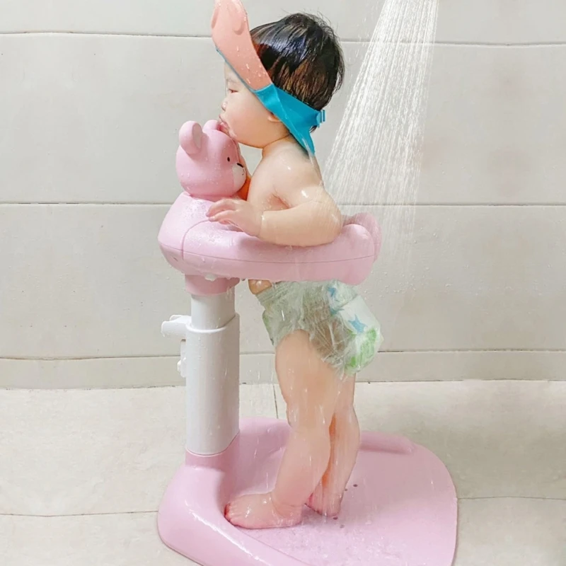 Portable Baby Standing Bath Rack Shower Support Holder Height Adjustable Infant Bathtub Stand with Nonslip Large Base