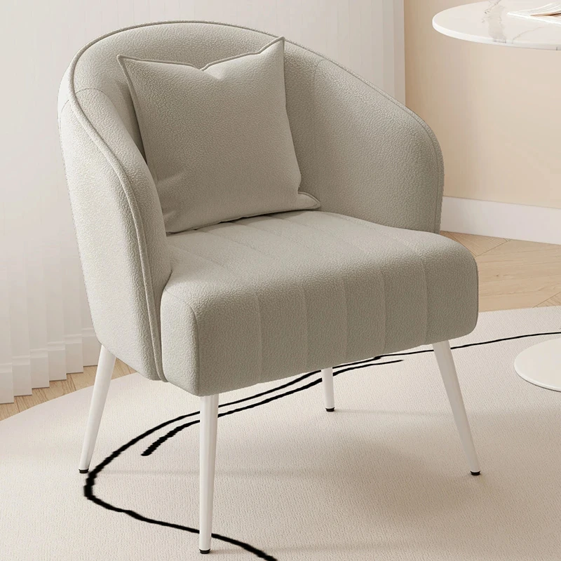 INS Nordic Living Room Armchair Cream Sherpa Single Sofa Reception Relaxing Backrest Design Bedroom Armchair Vanity Chair