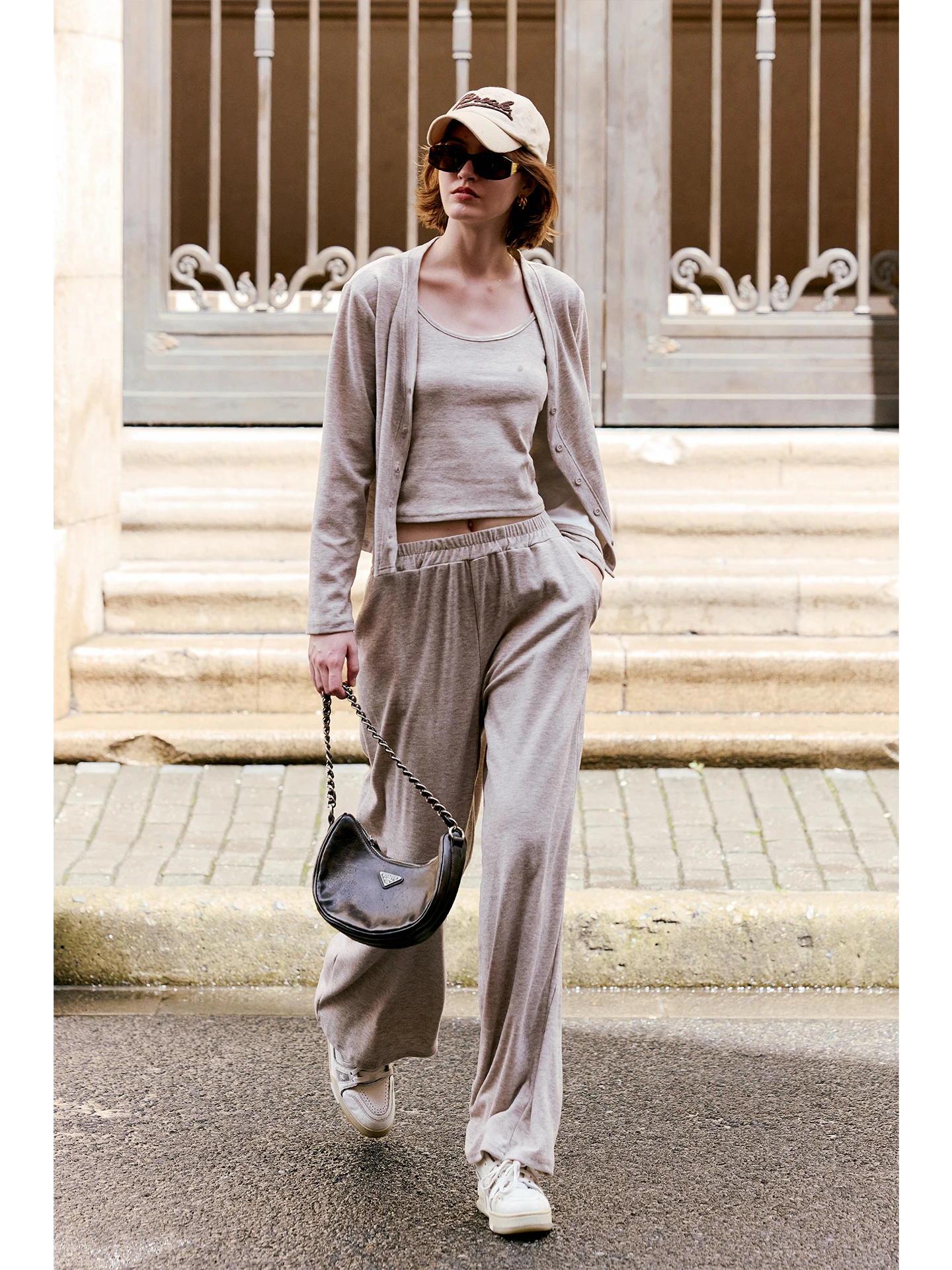 Luna7xi Knitted Texture Set Women's Long Sleeve Cardigan Tank Top Casual Pants Three Piece Set Autumn Fashion Casual Wear