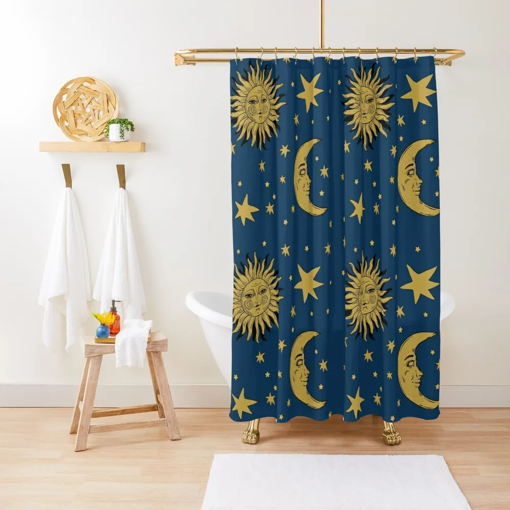 

90s Whimsi-goth Celestial Sun And Moon Pattern Shower Curtain Anime Bathroom Waterproof Bath And Anti-Mold For Bathrooms Curtain