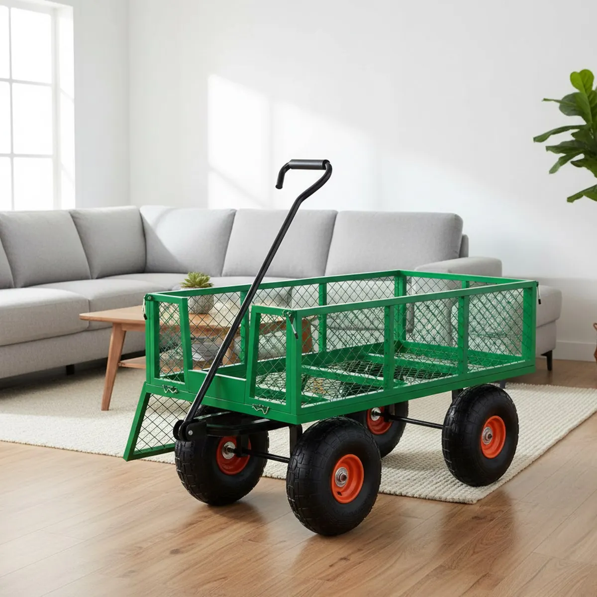 Heavy Duty Steel Garden Cart 500lb Capacity Wagon 10in Wheels Plant Tool Transport