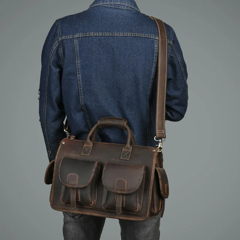 حقيبة كتف جلدية عالية الجودة حقيبة كروسبودي الأعمال السفر رسول الرجال حقيبة يد كبيرة خمر الجانب ساعي