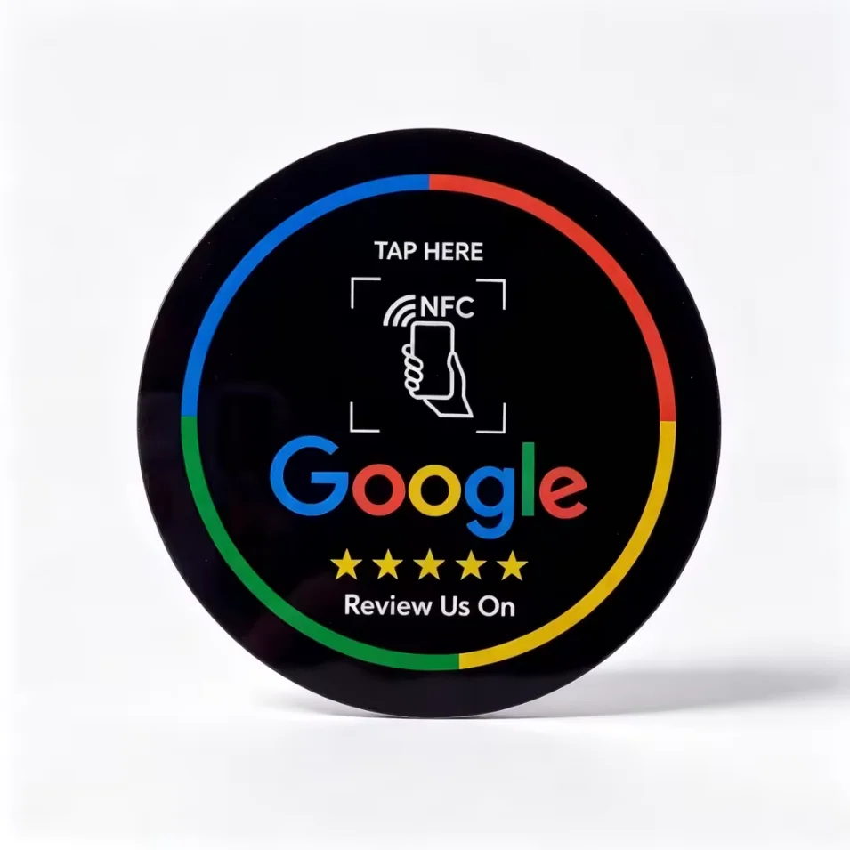 50 sztuk NFC kwadratowych/okrągłych programowalnych kart oceny menu Google, kart NFC na biurko, samoprzylepnych kart PVC wielokrotnego użytku do recenzji Google — 2