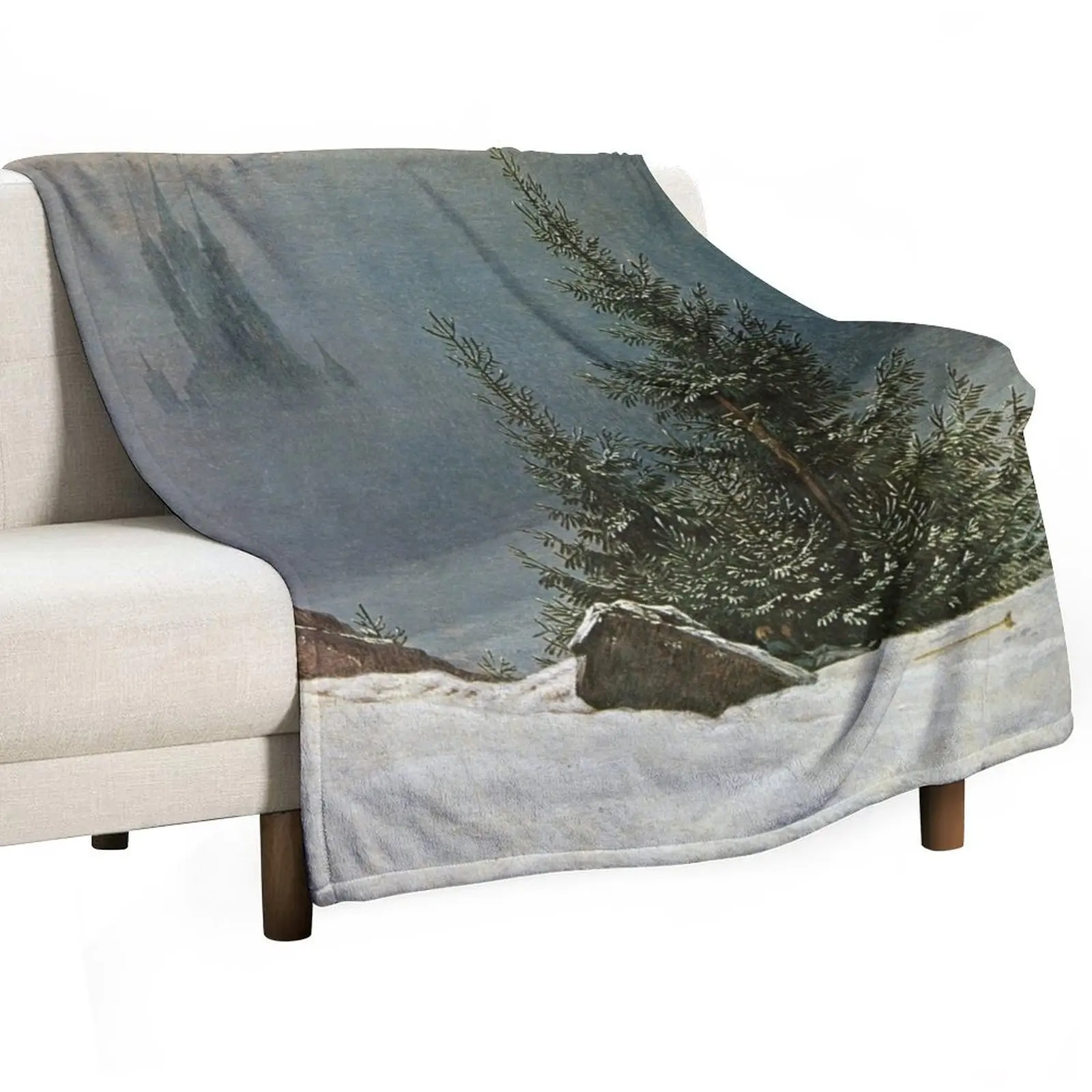 Winter landscape with church - Caspar David Friedrich Throw Blanket Luxury Thicken Decoratives Cute Plaid bed plaid Blankets