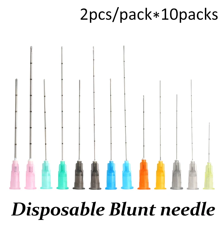 Disposable Blunt Tip Cannula Needle For Filler Injection 18G 21G 22G 23G 25G 27G 30G Uric Acid Facial Filling Nose ,2pcs/pack*10