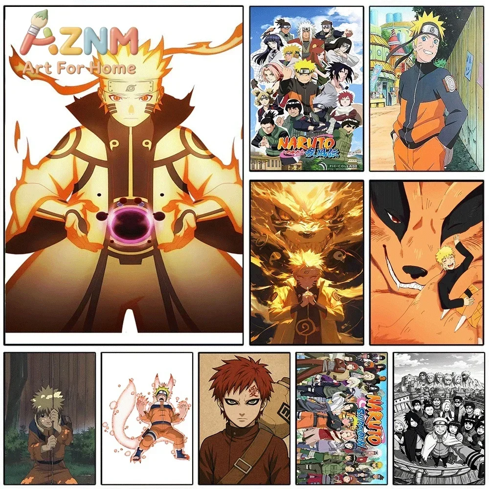 Anime Naruto Canvas Wall Art Naruto Kurama Chakra Mode Rasengan Poster Unframed Canvas Painting Bedroom Living Room Home Wall