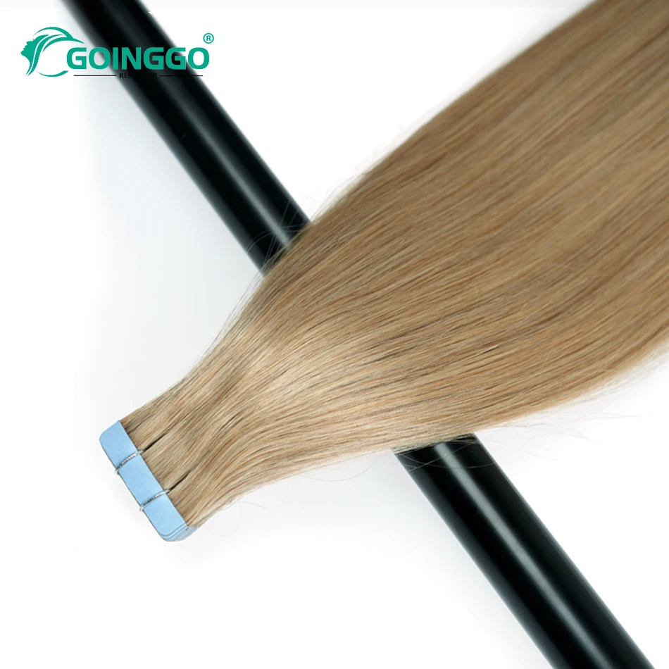 18# Straight Tape Ins Extensions Dirty Blonde Real Natural Human Hair Keratin Capsule Skin Weft Adhesive Tape Hair 12-26Inch