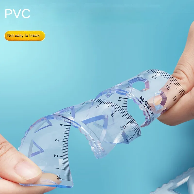 M&G 15 センチメートル透明ソフト定規、波定規壊れにくい耐久性のあるソフトストレート定規学校文具