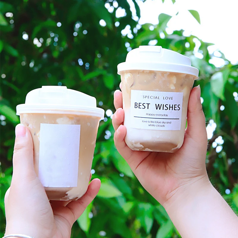 50pcs Milk Tea Takeaway Beverage Cups Transparent Coffee Cups With Lids U-shaped Disposable Cups For Hot Drink