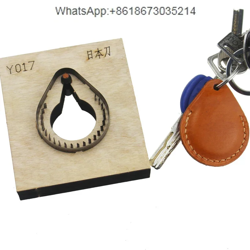 Y017 Water drop shape access control card cover, key bag buckle IC card ID card, handmade leather goods, laser knife mold