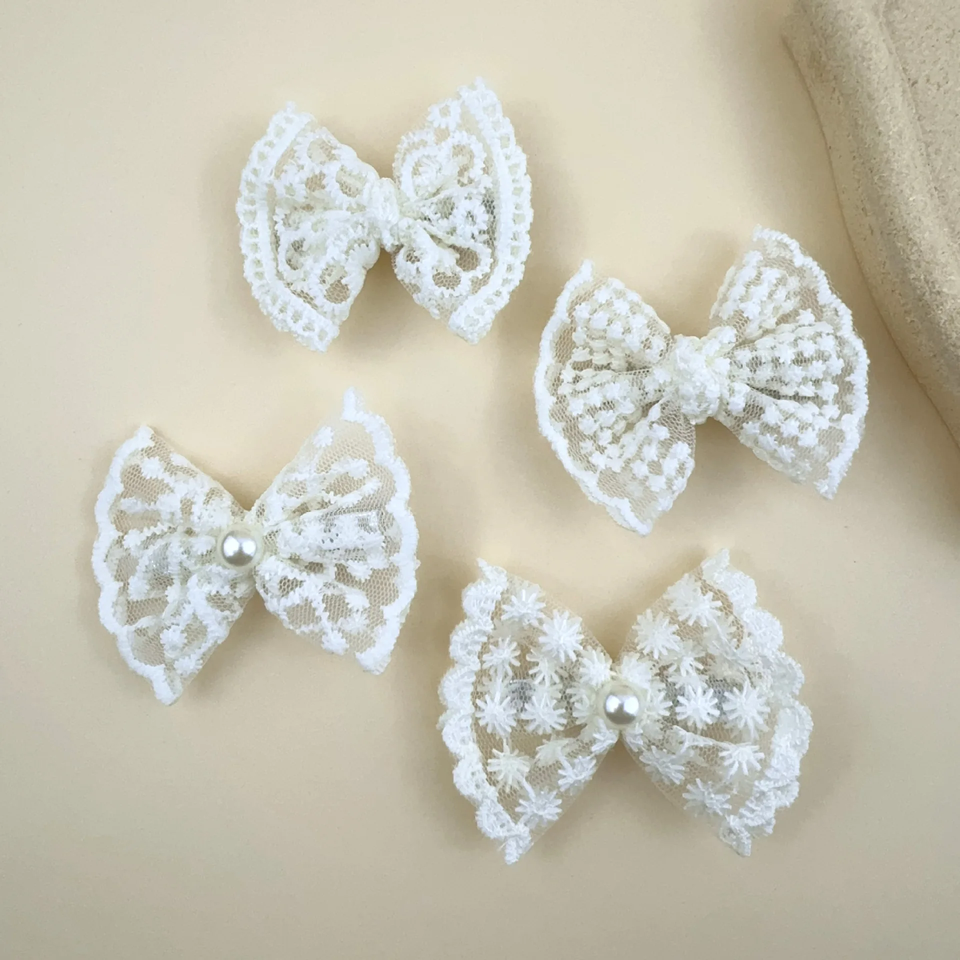 

2pc White Color Lace Embroidered Baby Lace Hair Clips Lace Embroidery Bow HairPins Kid Pearl BB Barrettes Girls Party Headwear