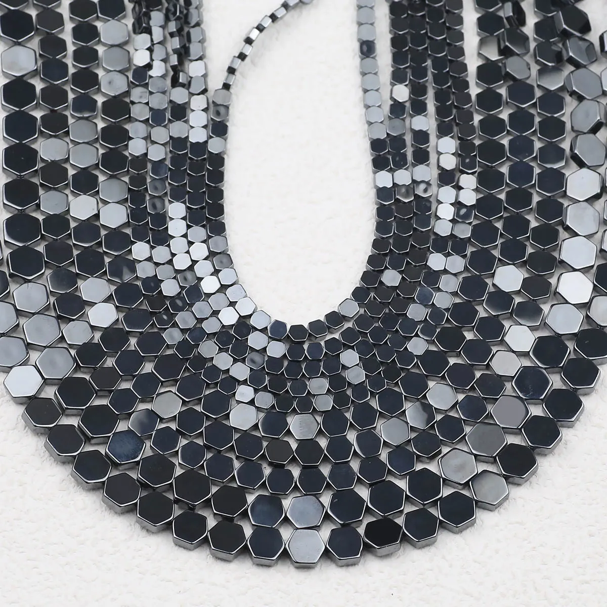 4/6/8MM Natürliche Geometrie Hexagon Stein Schwarz Hämatit Spacer Lose Perlen Für Schmuck machen Armband Zubehör erkenntnisse DIY