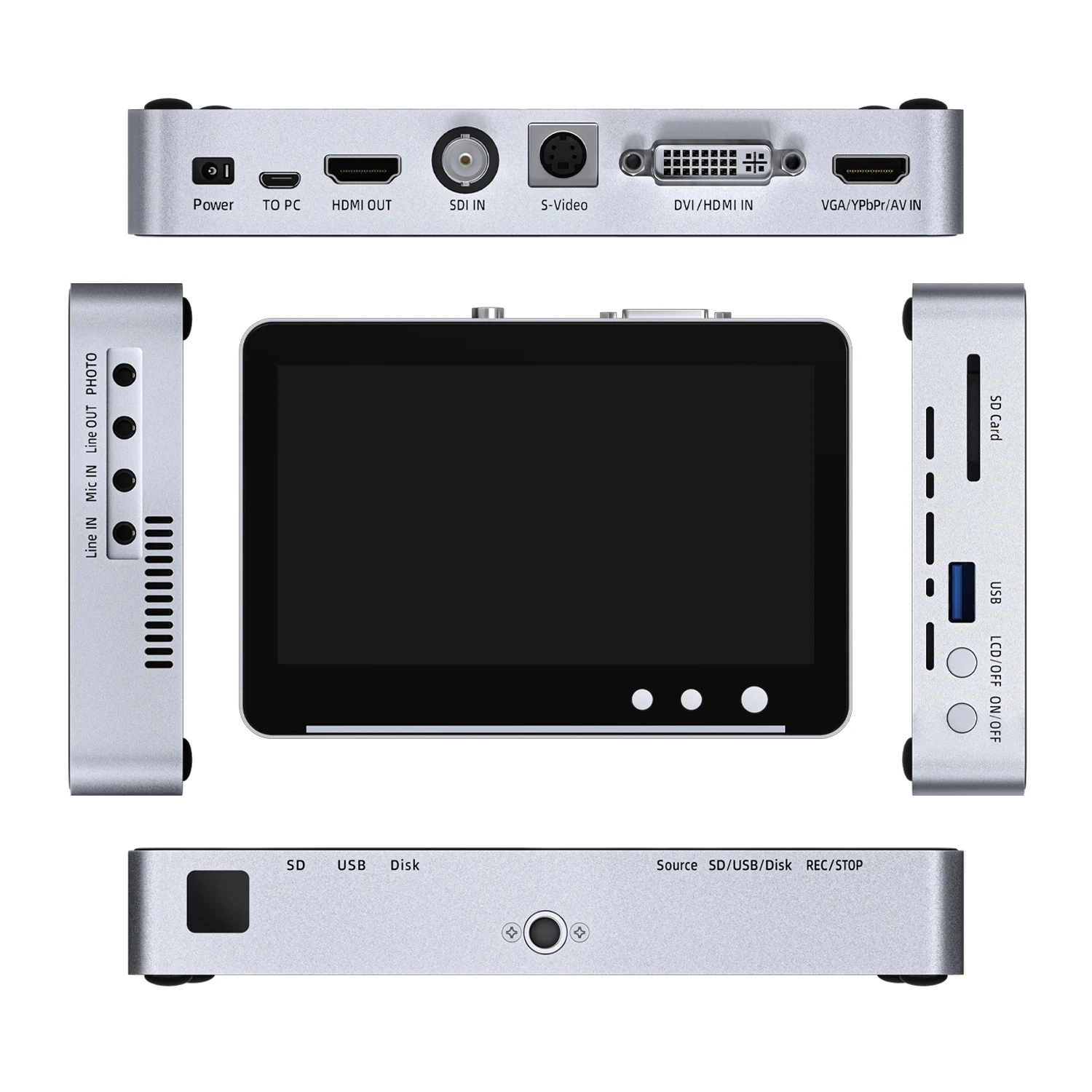 UR550 StandAlone Endoscope เครื่องบันทึกวิดีโอแบบสลับได้ SDI VGA DVI HDMI YPbPr กล้อง RCA 4K กล่องบันทึกภาพ