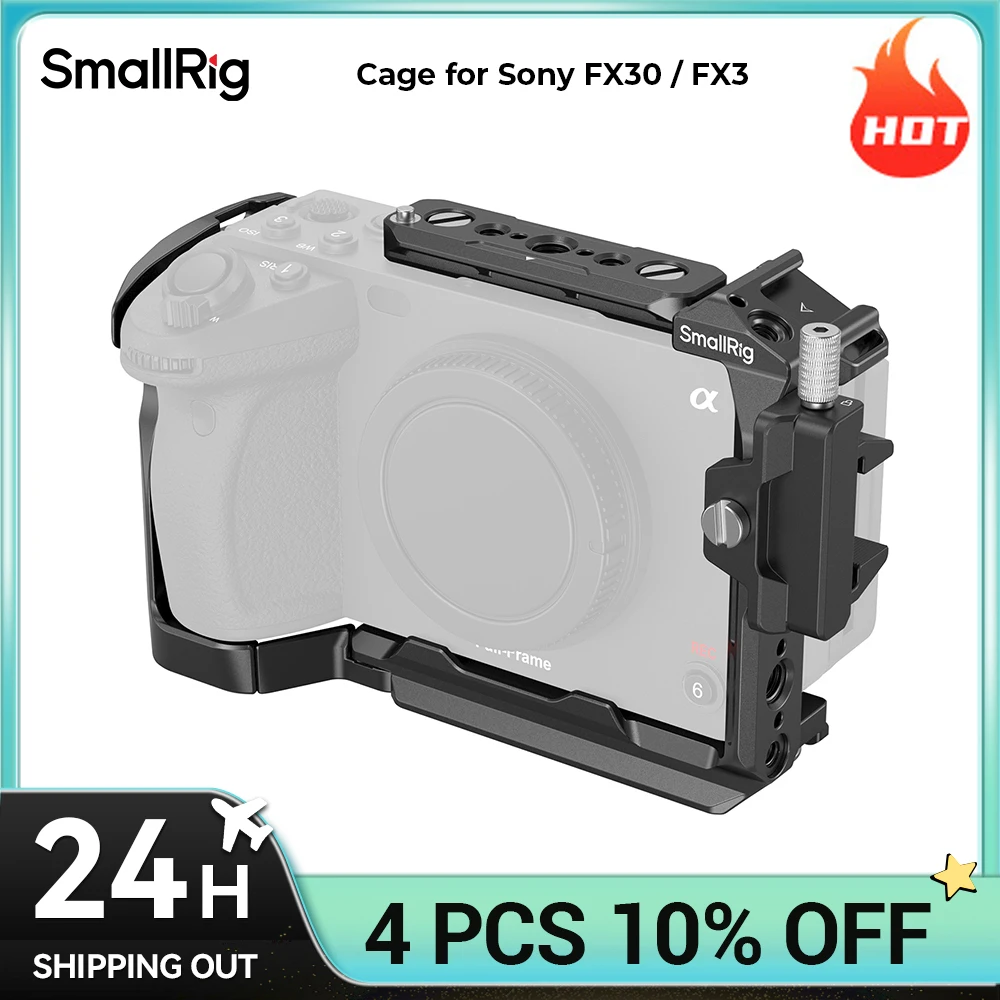 Клетка SmallRig FX30 FX3 с зажимом для кабеля HDMI, холодным башмаком и направляющей НАТО в комплекте, модульная конструкция для Sony FX30 / FX3 — 4183B