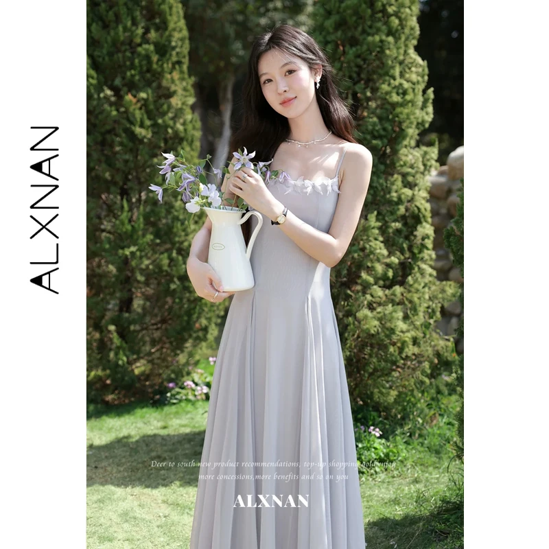 

ALXNAN Purple Long Mesh Dress 3D Bow Butterfly Women's Summer Sundress 2026 Holiday Beach Casual Female Sleeveless Dress L62716