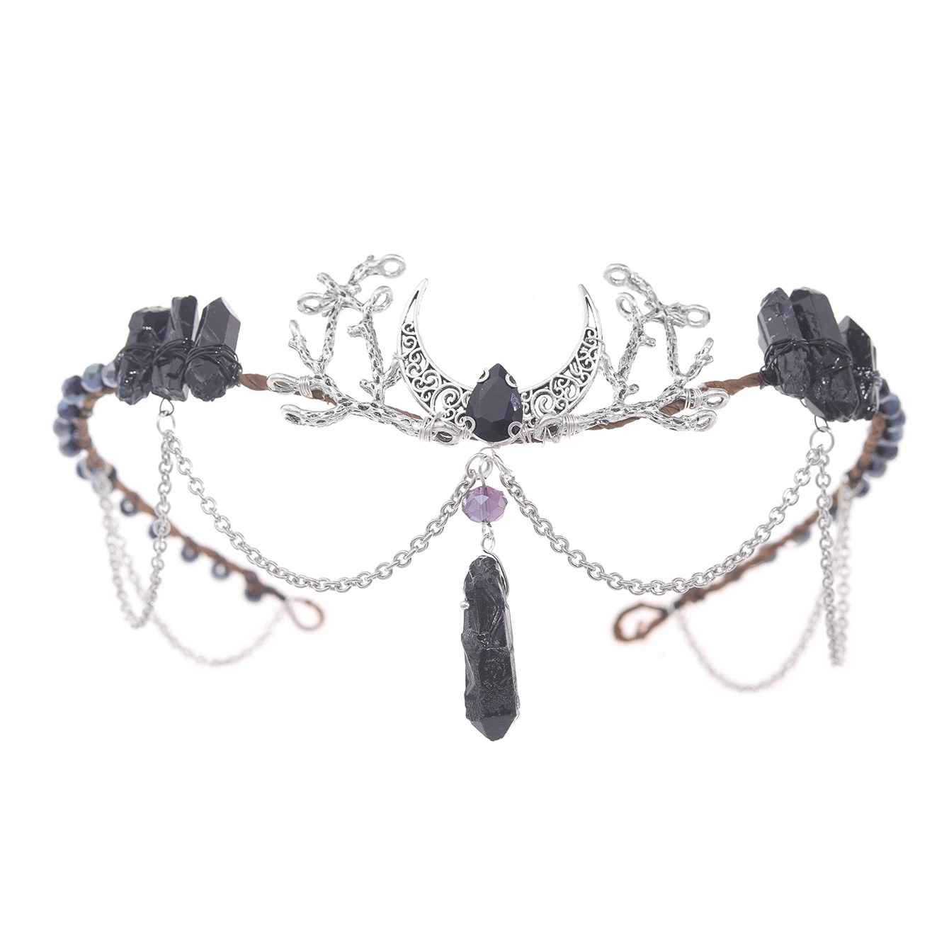 Baroque Black Crystal Crown Tiara Headband For Women Party Rhinestone Prom Diadem Hairband Crown image 5