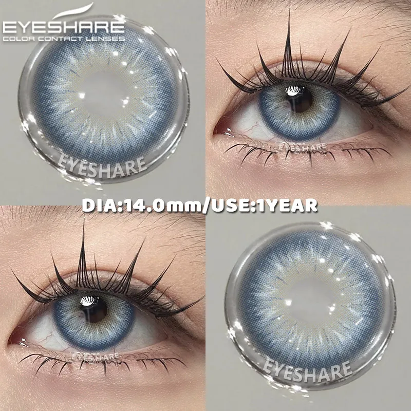 EYESHARE Natürliche farbige Schüler für Augen, 1 Paar schwarze Linsen, kosmetische blaue Schönheitslinsen, graue Augenkontaktlinsen, grüne Colorcon-Linse