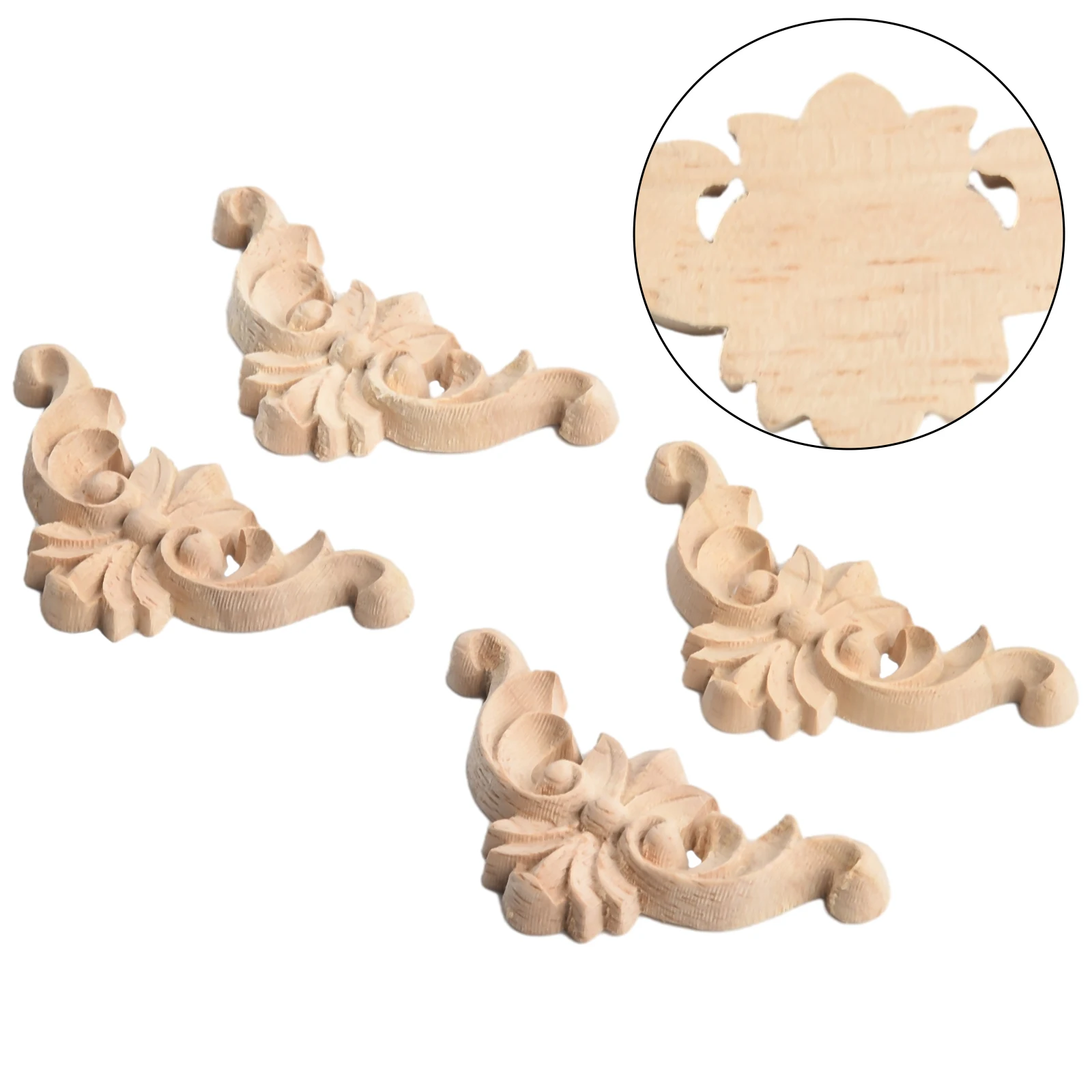 Beautiful Home Wood Applique Carve Decal Single Side Wood Carved 4 Pcs 4*4cm-20*20cm Accessories Classic Corner