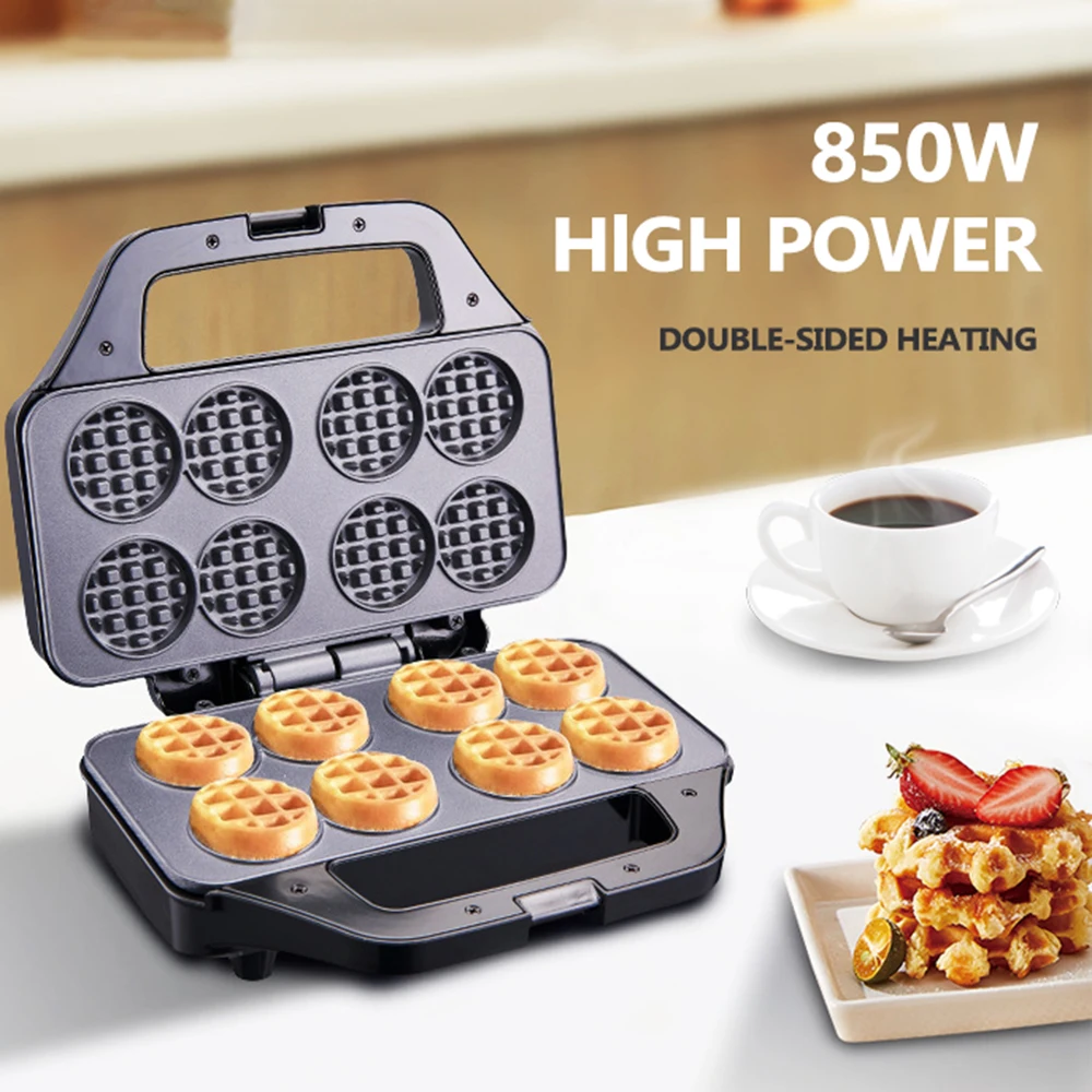 

Mini Belgian Waffle Maker 8 Pan Non-Stick Egg Cake Oven Waffles Griddle Breakfast Machine Party Snacks for Home Kid & Adults