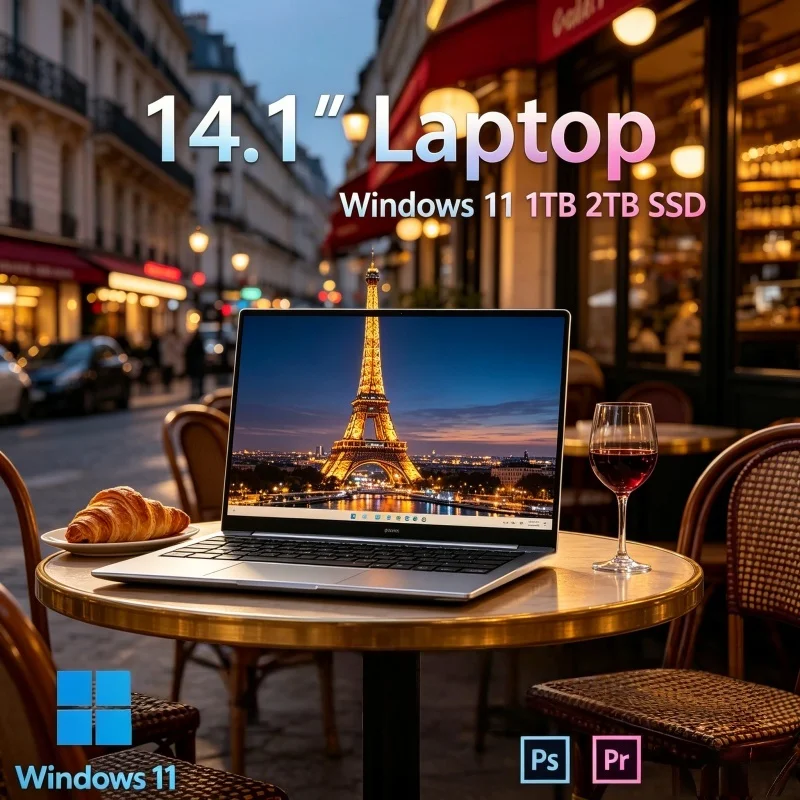 

14.1" Portable Ultra Slim Laptop High Performance Travel Friendly Notebook For Daily Office Study Home Use