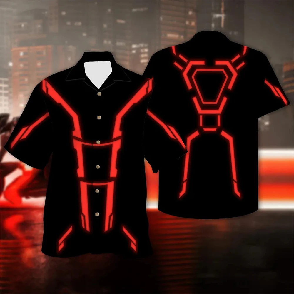 Tron Ares Cosplay Halloween Hawaiian Shirt Nine Inch Nails NIN Rock Band Top Graphic 3D Print Unisex Streetwear Button Up Shirts