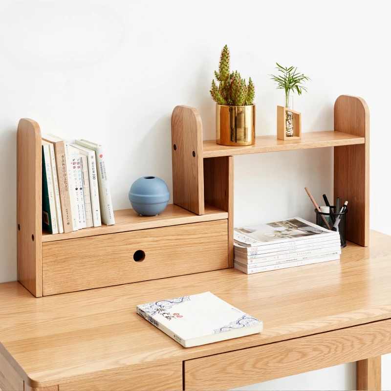 Solid Wood Modern Simple Storage Household Oak Simple Desk Shelf