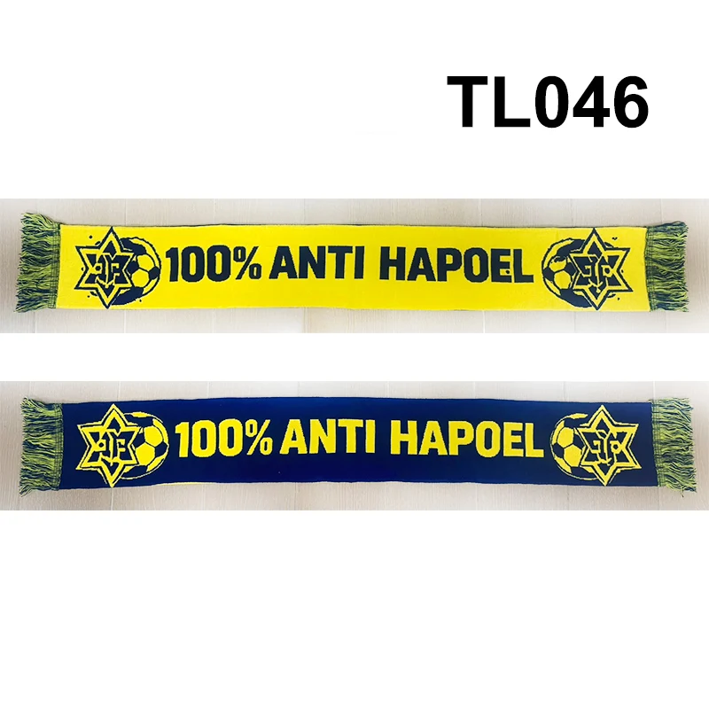 145*18 cm Size 100% Anti Hapoel Maccabi Fanatics TLV MTAFC Scarf for Fans Double-faced Knitted TL046