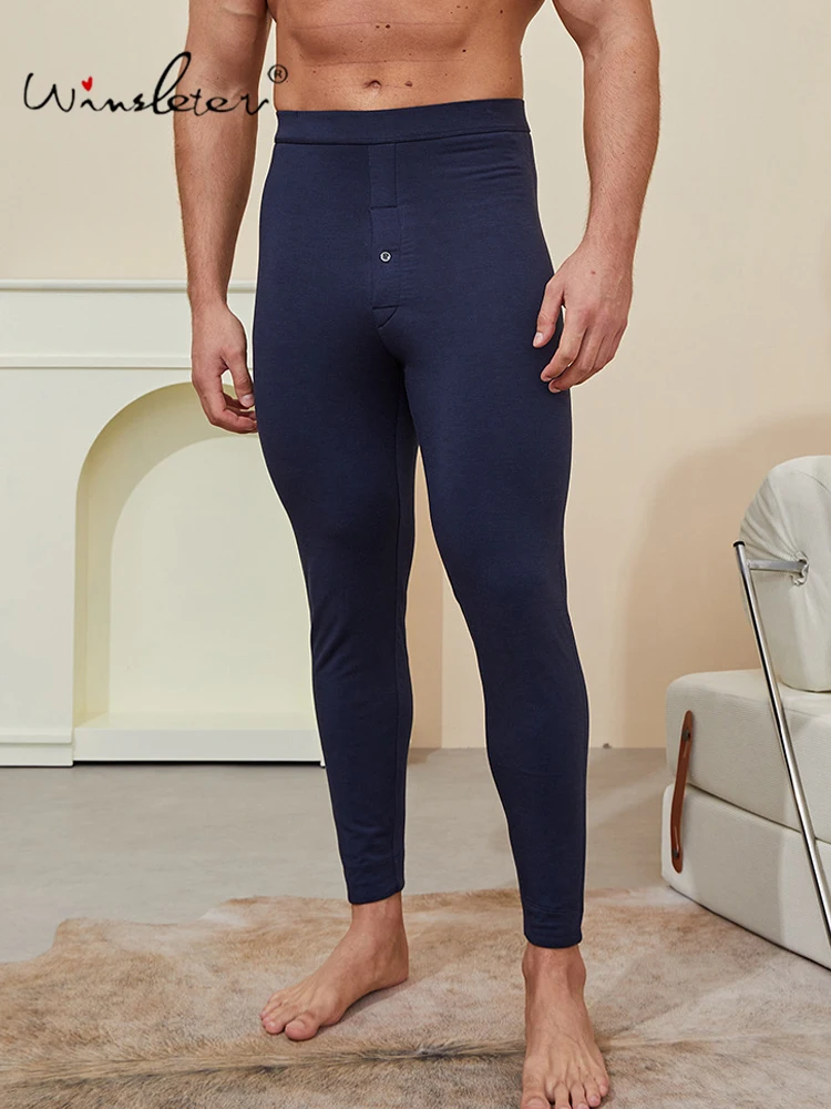Winsleter-Filler 100%Real Silk Elegant Leggings, Elastic Waist Solid, Men Versatile Warm Thick Pants, 2025 Winter New P5D314CC
