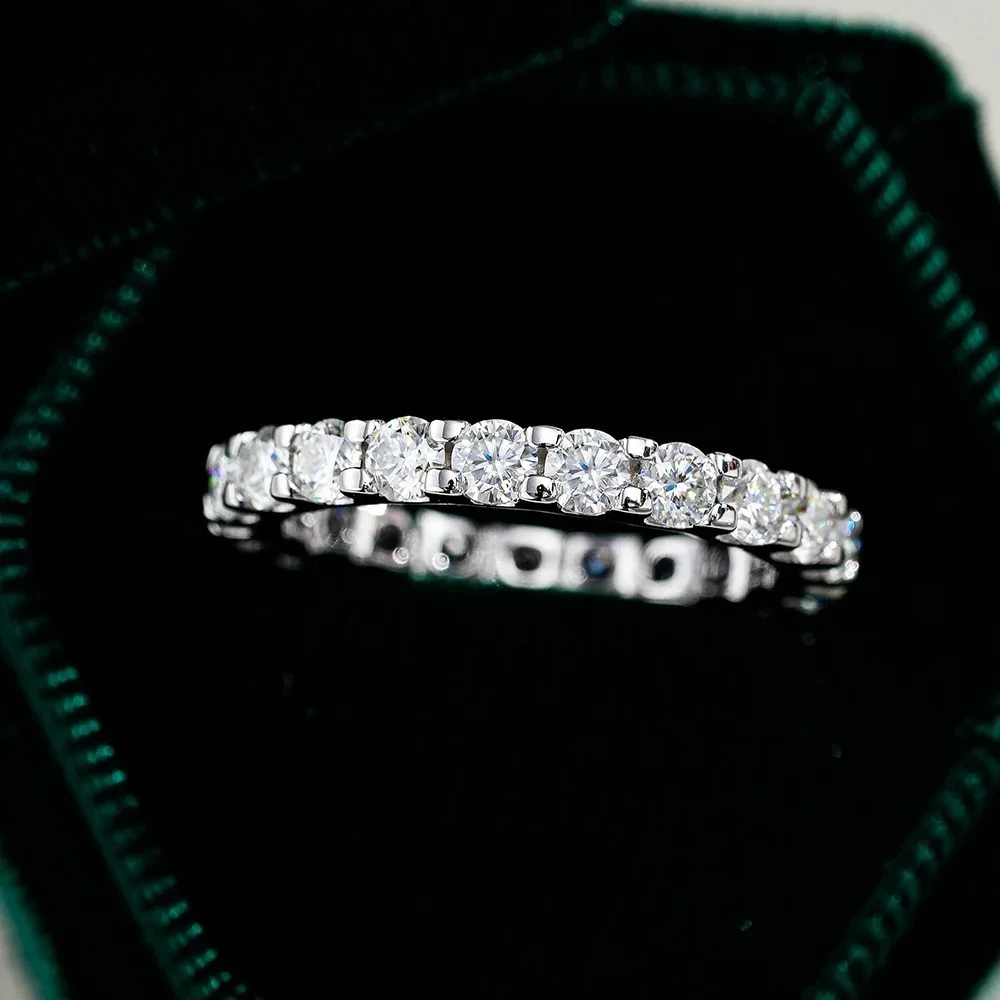 KyanGem Hip-Hop Asymmetric Full Diamond Platinum PT950 Ring for Women Shimmering 2.1 Carat Mossanite Ring Valentine's Day Gift