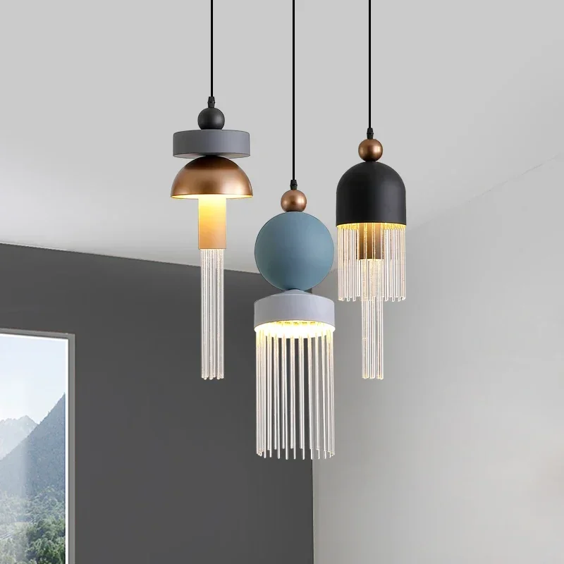 Italian Designer Masiero Nappe Pendant Lights Restaurant Bar Cafe Hanging Lamp Macaron Crystal Tassel Scandinavian Home Lighting
