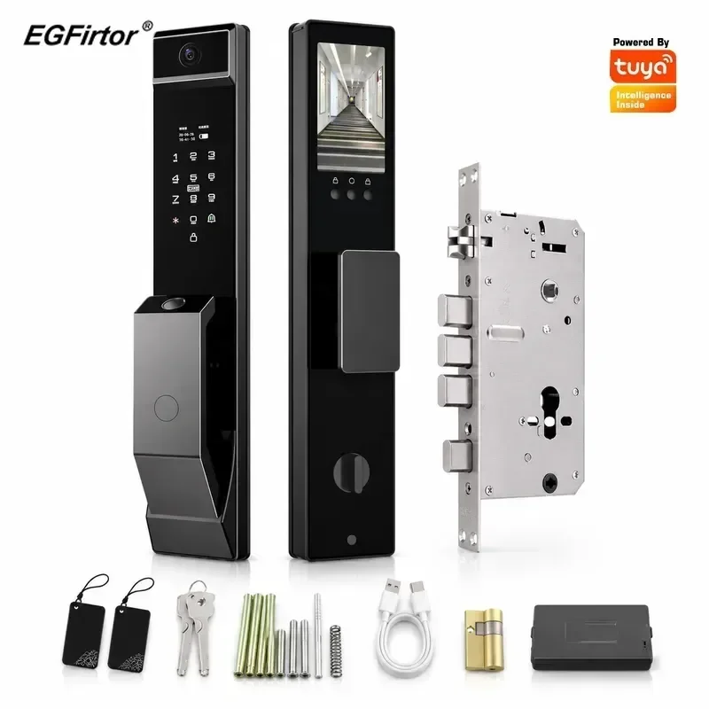 Automatic Visual Cat Eye Smart Door Lock Household Anti Theft Fingerprint Password APP Remote Video Intercom Face Recognition
