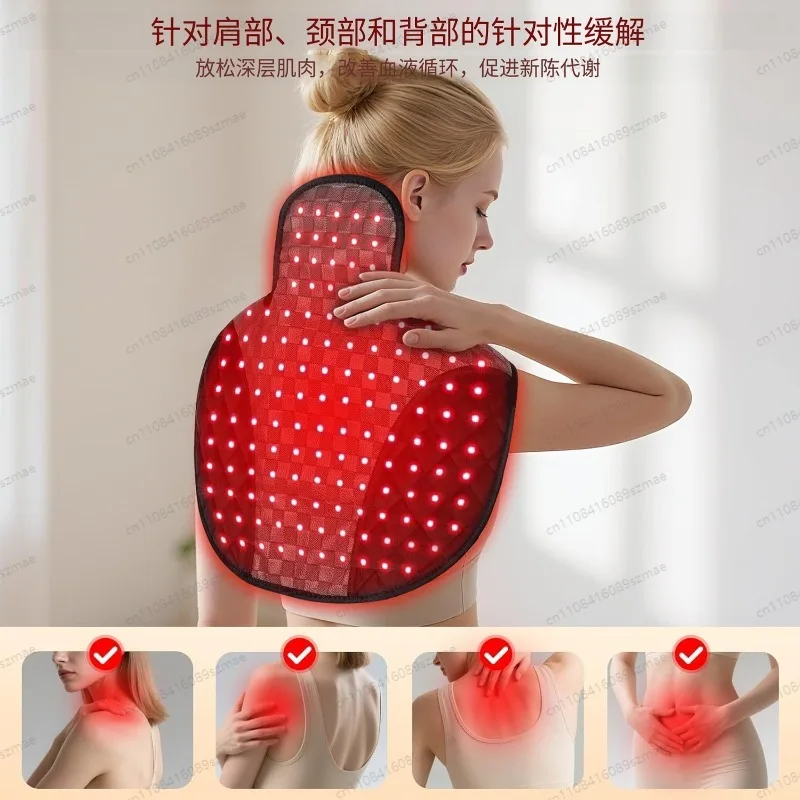 Wearable Red Light Warmth Shawl for Elderly, Soft Shoulder Back Wrap for Daily Relax
