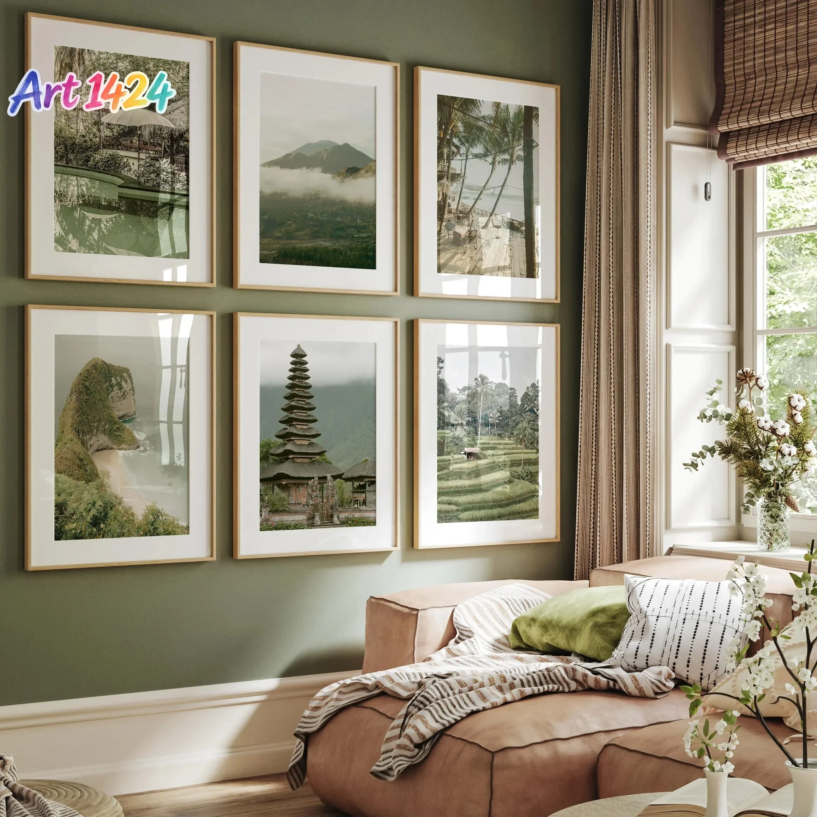 1pc Bali Canvas Art Print - Serene Asian Landscape, Modern Home, Office, Cafe, Office Art Wall Decor, Perfect for Room DecorF