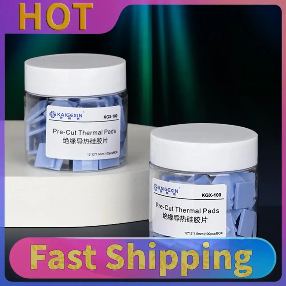 

100PCS Conductive Silicone Pad Fast Heat Dissipation 12x12x1.5mm Thermal Pads Silicone Grease Thermal Pad for GPU CPU Repair